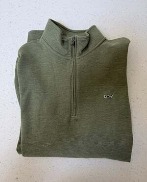 Vineyard Vines Men's Saltwater Quarter-Zip Pullover, Olive Green, Size M